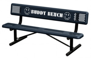 6′ Perforated Standard Bench with Back, Portable, Standard Buddy Bench Design
