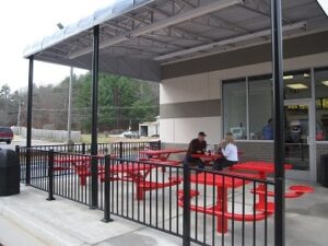 1-SEAT, 30 SINGLE PED. CANTEEN TABLE, INGROUND, PERFORATED”