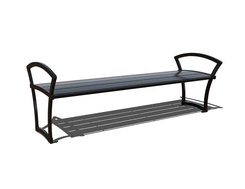8′ Bryce Steel Bench without Back with Side Armrests, Portable/Surface Mount
